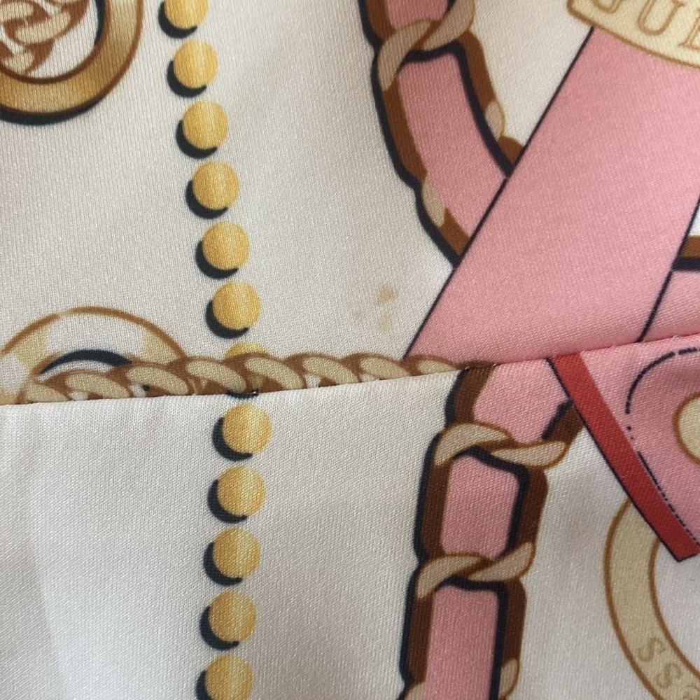Guess Galina Chain Print Dress in Ivory and Pink/ Size XS - Picture 9 of 9